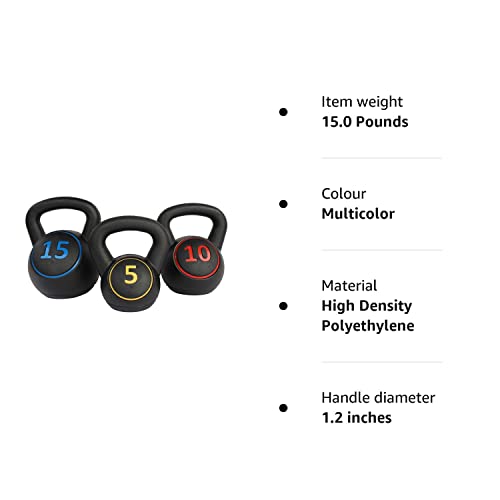 KKB Sport 3pce Kettlebell Weight Set with Stand for Cross Training, MMA Training, Home Exercise - 5, 10 & 15lbs (2.2kg, 4.5kg & 6.8 kg)