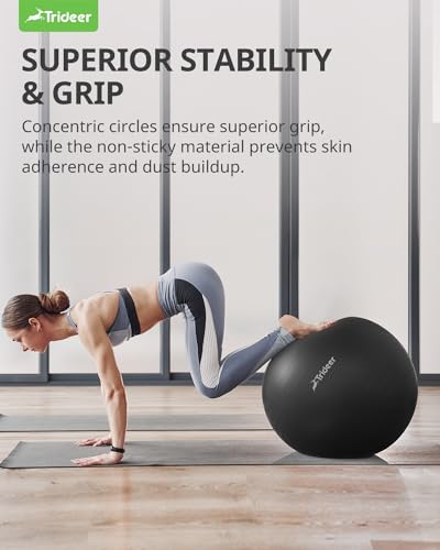 Trideer Exercise Ball Yoga Ball, 6 Sizes Pregnancy Ball for Maternity, Balance, Stability, Fitness, Anti-Burst Birthing Ball & Heavy Duty Office Ball Chair, Gym Ball with Quick Pump