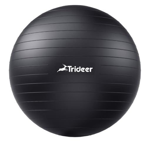 Trideer Exercise Ball Yoga Ball, 6 Sizes Pregnancy Ball for Maternity, Balance, Stability, Fitness, Anti-Burst Birthing Ball & Heavy Duty Office Ball Chair, Gym Ball with Quick Pump