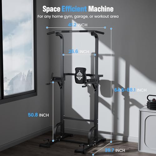 Sportsroyals Power Tower Dip Station Pull Up Bar for Home Gym Strength Training Workout Equipment, 450LBS.