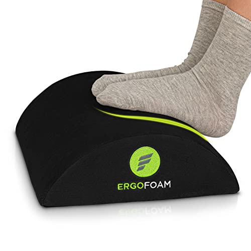 ErgoFoam Ergonomic Foot Rest for Under Desk | Premium Velvet Soft Foam Footrest for Under Desk | Most Comfortable Office Foot Rest in The World for Lumbar, Back, Knee Pain | Foot Stool Rocker (Black)