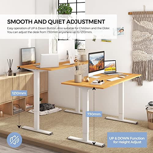 FLEXISPOT Essential Electric Standing Desk Height Adjustable 100 * 60cm Sit Stand Desk for Home Office (White Frame+ Maple Desktop)