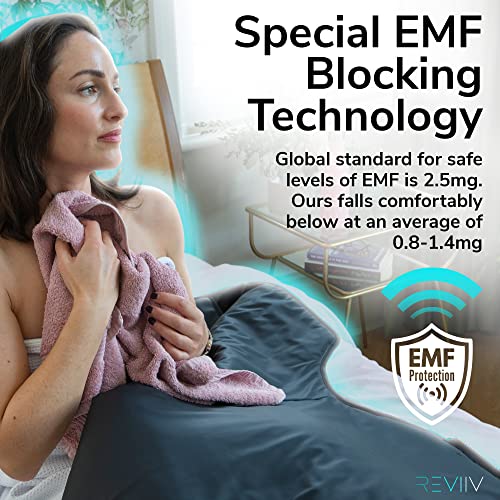 REVIIV Far Infrared Sauna Blanket with Insert Towel - v2.0 New & Improved! Longer Cable Low EMF | Portable Infrared Saunas for Home Therapy, Detox - Infared Blanket Sauna 85–185 °F Temp Range