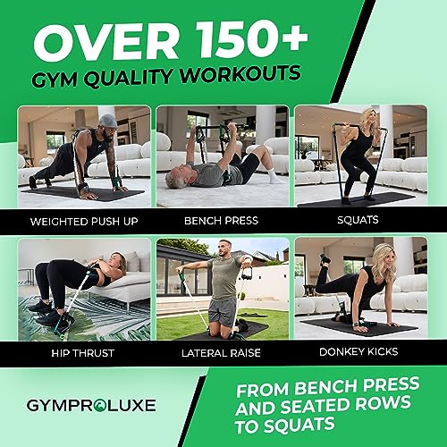 Gymproluxe Original All-in-one Resistance Bands Bar Set - Exercise Band Set for Home Gym Proluxe - 90KG Resistance Band Set for Men and Women - Multi Gym Fitness Equipment Pilates Bar for Home Workout