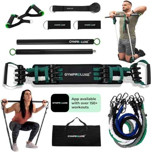 Gymproluxe Original All-in-one Resistance Bands Bar Set - Exercise Band Set for Home Gym Proluxe - 90KG Resistance Band Set for Men and Women - Multi Gym Fitness Equipment Pilates Bar for Home Workout