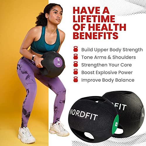 NORDFIT Medicine Balls with Handles – 4kg, 5kg, 6kg, 8kg and 10kg Medicine Ball – Anti-Slip Surface – Low Bounce – Fitness and Home Gym Equipment (3)