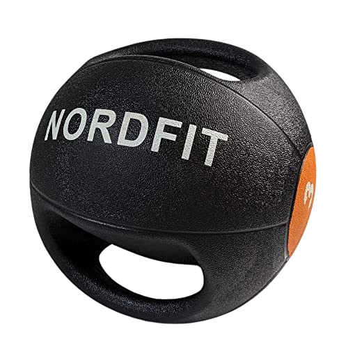 NORDFIT Medicine Balls with Handles – 4kg, 5kg, 6kg, 8kg and 10kg Medicine Ball – Anti-Slip Surface – Low Bounce – Fitness and Home Gym Equipment (3)