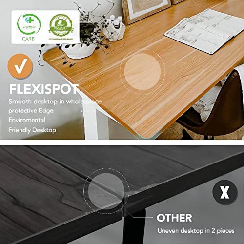 FLEXISPOT Essential Electric Standing Desk Height Adjustable 100 * 60cm Sit Stand Desk for Home Office (White Frame+ Maple Desktop)