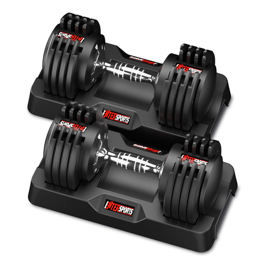 EnterSports 12kgx2 Adjustable Dumbbells Adjustable Dumbbell Set for Saving Place, Dumbbells Adjustable with Non-Slip Handle 5 Weight Levels-2-12kg, Good for Home, Office, Gym, Body Training