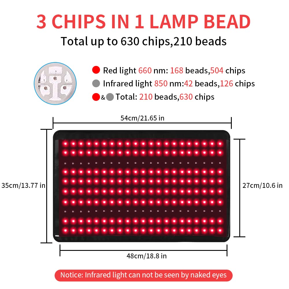 cabpay Red Light Mat Device Near Infrared Light Blanket 210pcs LEDs Light Pad for Full Body