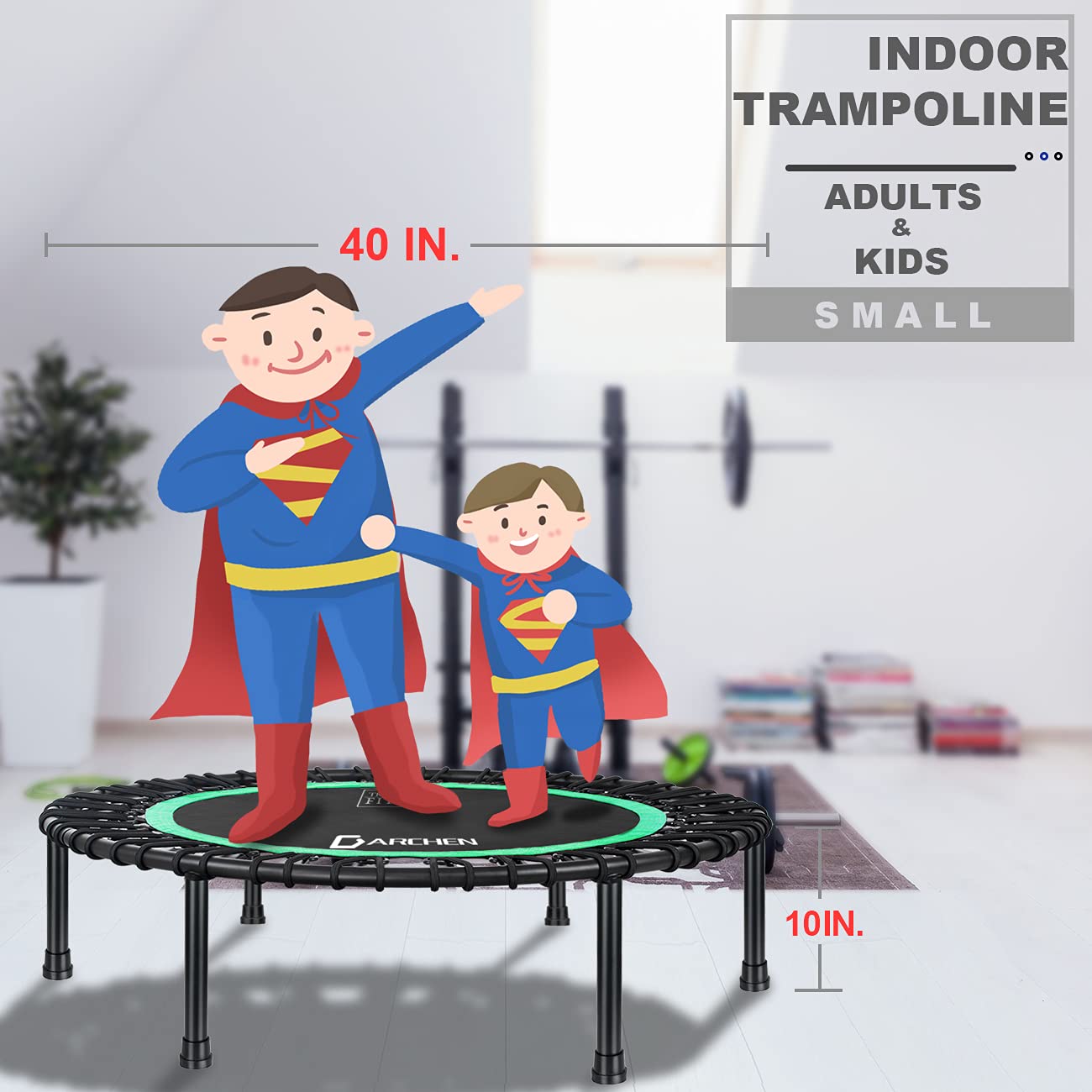 Darchen 200 KG Mini Trampoline for Adults, Indoor Small Rebounder Exercise Trampoline for Workout Fitness for Quiet and Safely Cushioned Bounce, [100 CM]