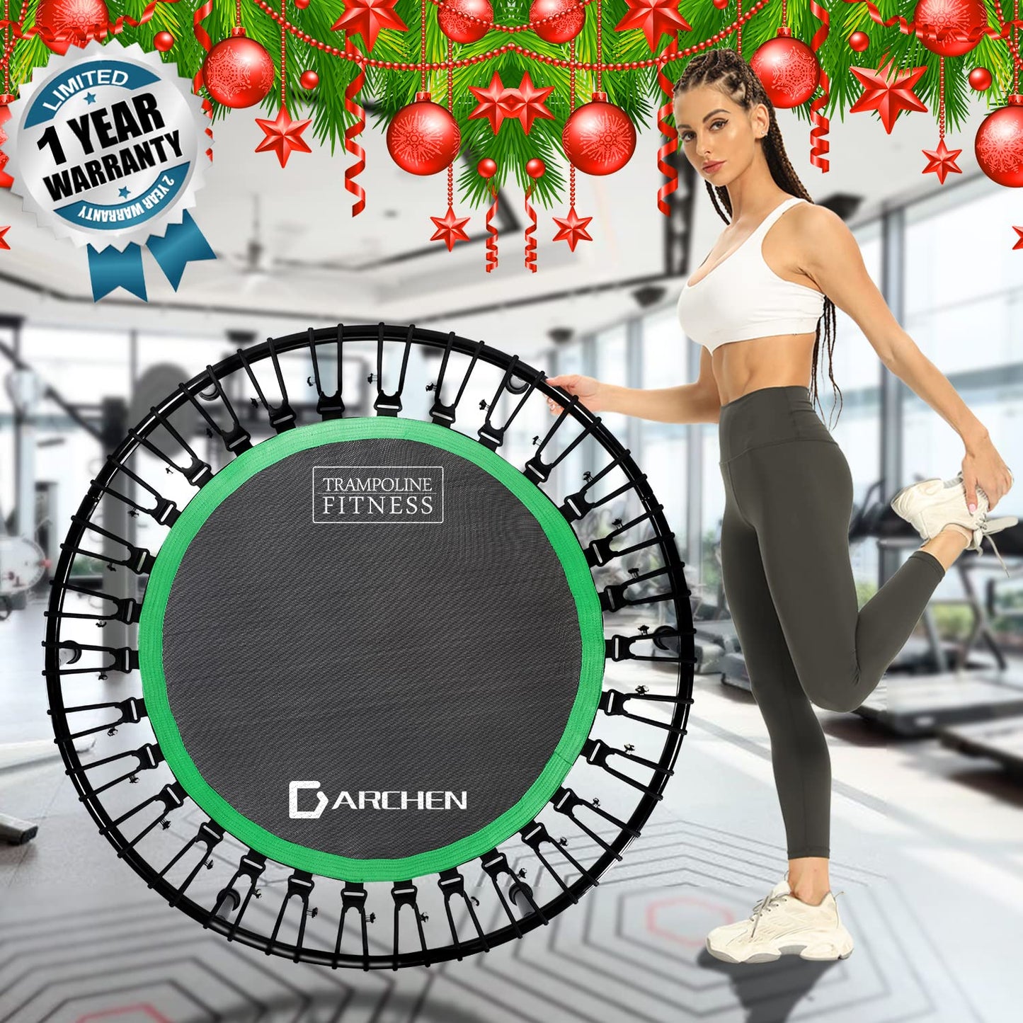 Darchen 200 KG Mini Trampoline for Adults, Indoor Small Rebounder Exercise Trampoline for Workout Fitness for Quiet and Safely Cushioned Bounce, [100 CM]