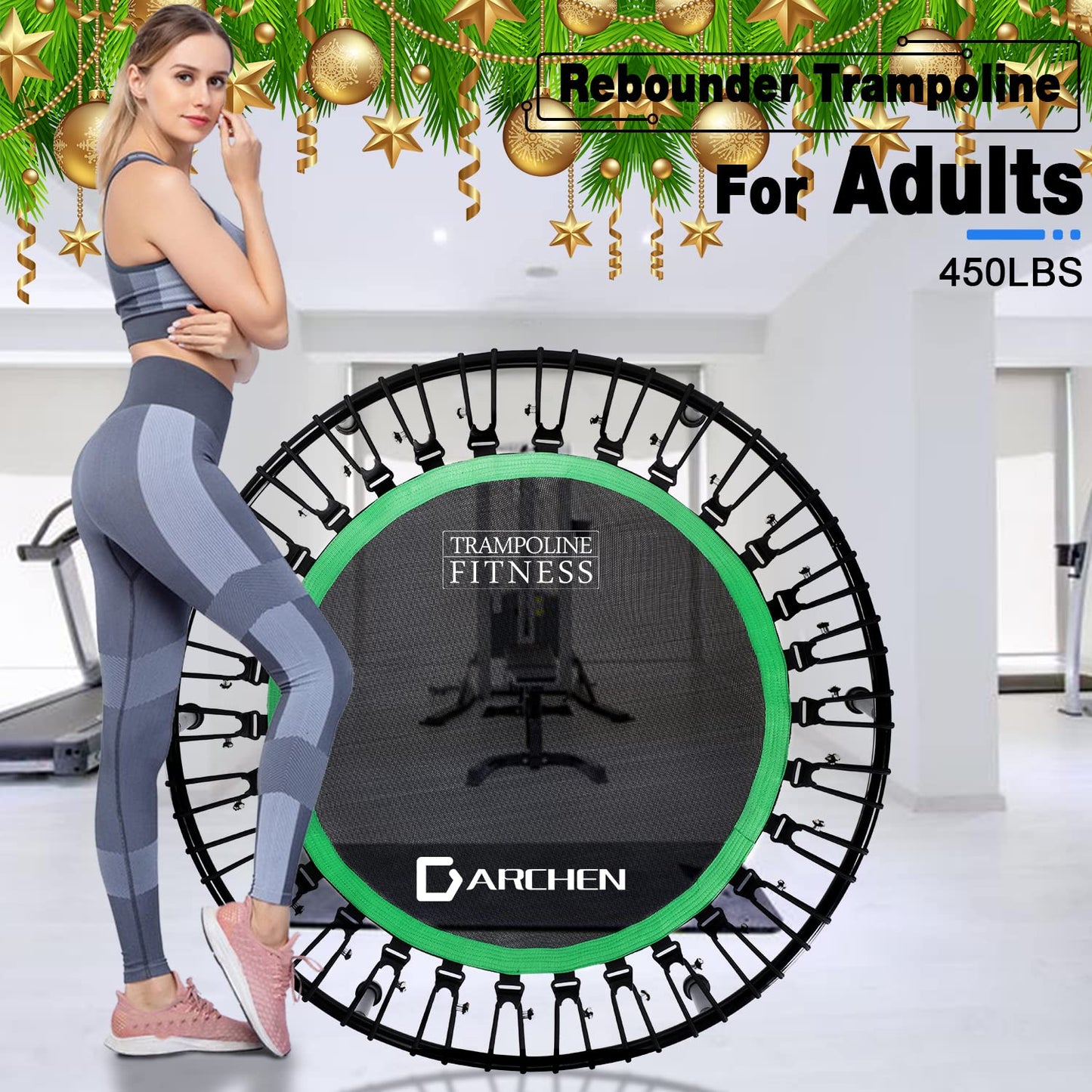 Darchen 200 KG Mini Trampoline for Adults, Indoor Small Rebounder Exercise Trampoline for Workout Fitness for Quiet and Safely Cushioned Bounce, [100 CM]