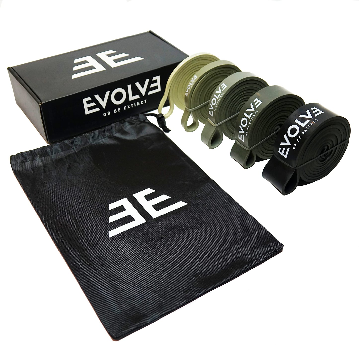 Evolve Resistance Bands 5 Level Set Pull up Assist, Natural Thick Latex Long Loop, Stretching Workout Home Gym Training Exercise Yoga Pilates Men Women Slimming eBooks and Videos Neutral Colours